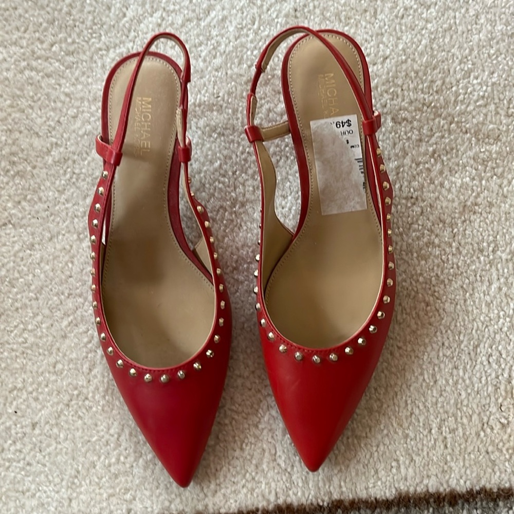 Michael Kors sling/back red heels, size 7